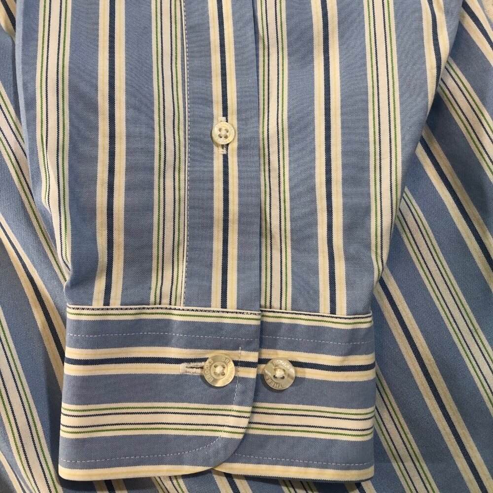 Brooks Brothers 1818 Mens Size Large Non-Iron Shirt 100% Cotton Blue Stripe - Picture 3 of 9